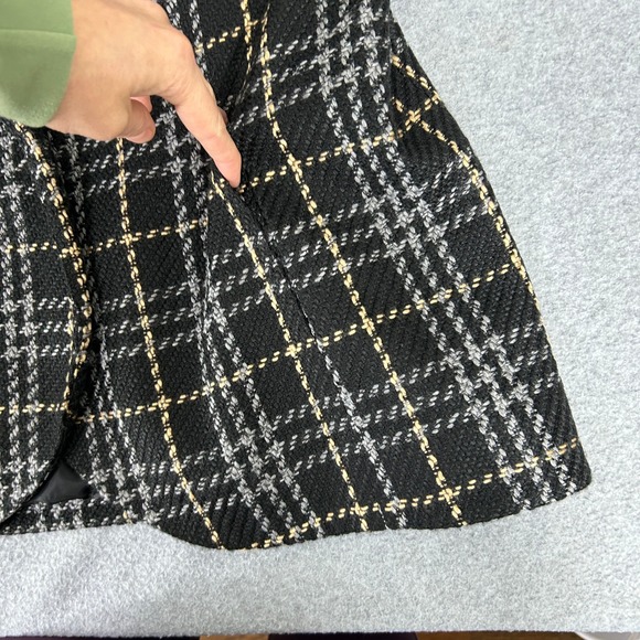 Amber Sun Belted Vest Black Gray Plaid Tweed Sleeveless Tie Waist Blazer Size XL - Picture 10 of 14